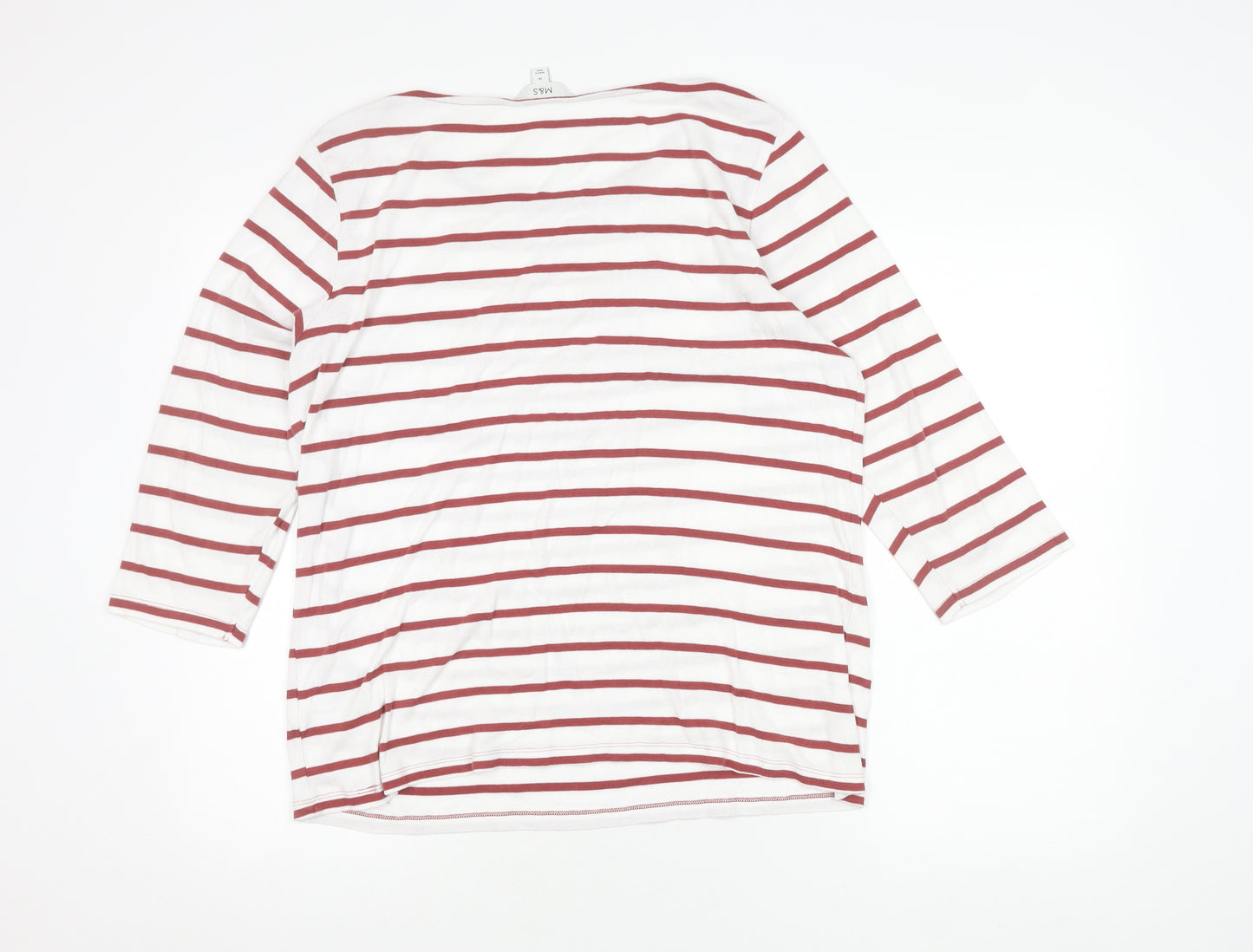Marks and Spencer Women's Red Striped T-Shirt Size 18