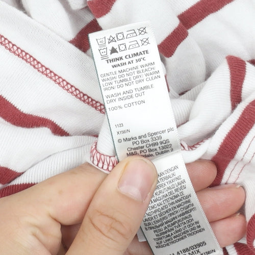 Marks and Spencer Women's Red Striped T-Shirt Size 18