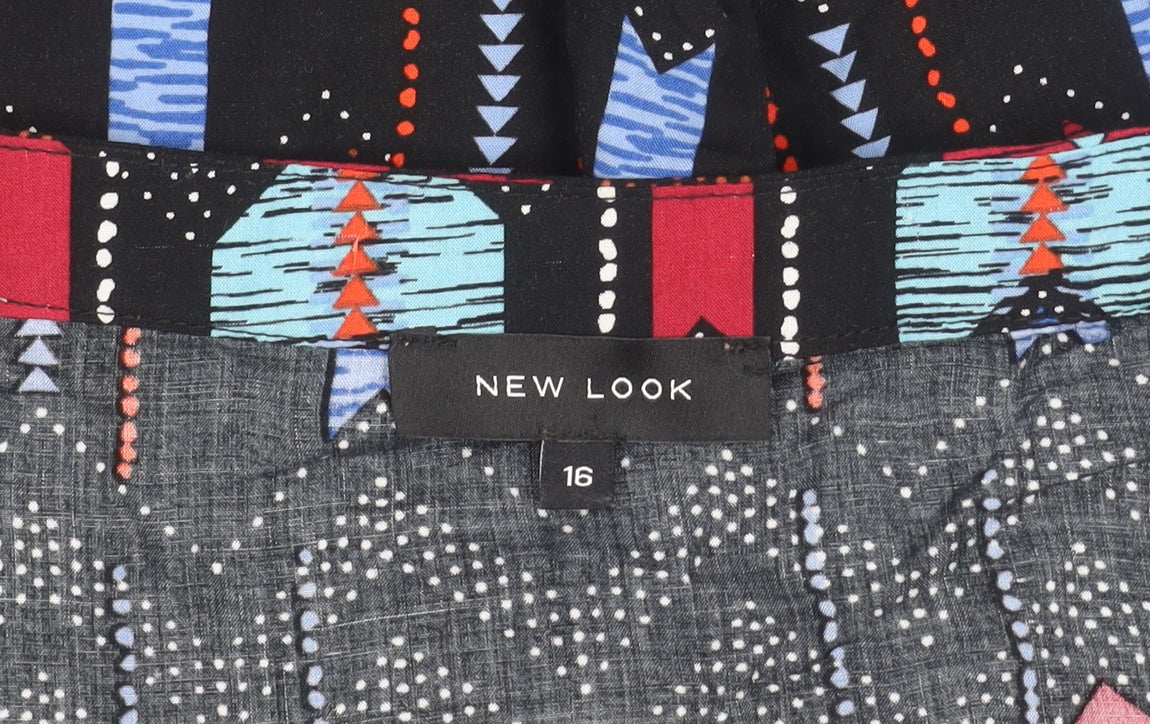 New Look Women's Multicoloured Geometric Top, Size 16
