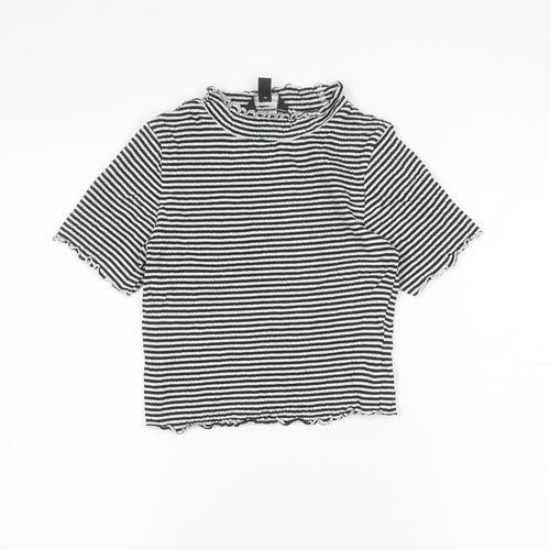 New Look Women's Striped Top - Black & White Size 10