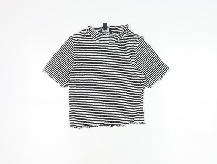New Look Women's Striped Top - Black & White Size 10