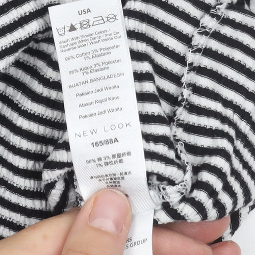 New Look Women's Striped Top - Black & White Size 10