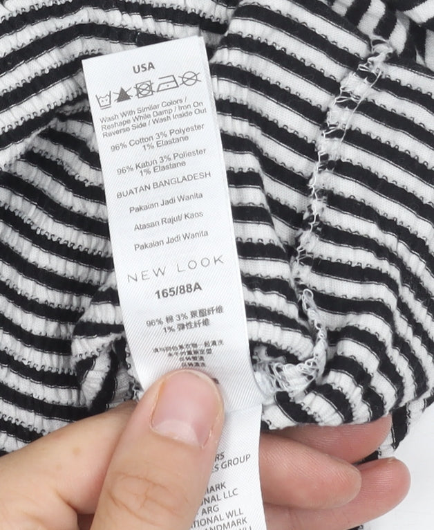 New Look Women's Striped Top - Black & White Size 10