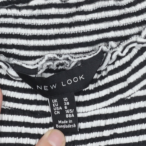 New Look Women's Striped Top - Black & White Size 10