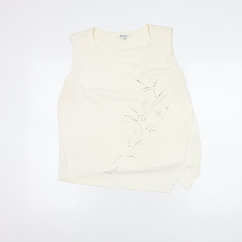 M&Co Women's Ivory Cotton Sleeveless Tank Top