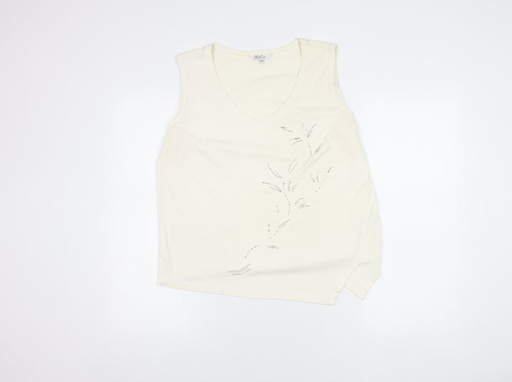 M&Co Women's Ivory Cotton Sleeveless Tank Top