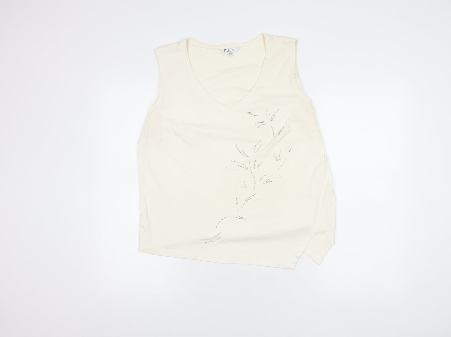 M&Co Women's Ivory Cotton Sleeveless Tank Top