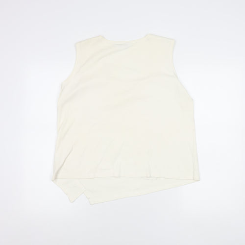 M&Co Women's Ivory Cotton Sleeveless Tank Top