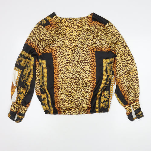 Boohoo Women's Multicoloured Animal Print Wrap Blouse, Size 12