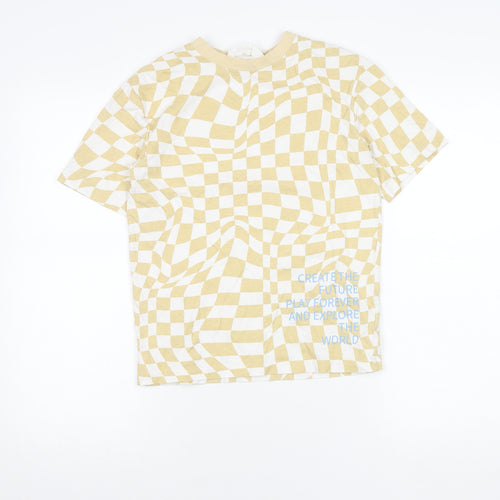 H&M Girls Beige Check T-Shirt 8-9 Years