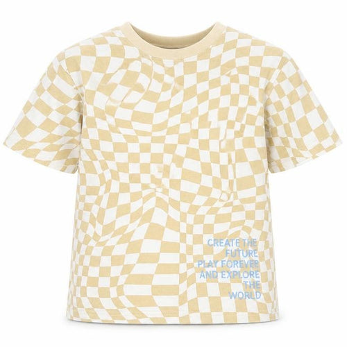 H&M Girls Beige Check T-Shirt 8-9 Years