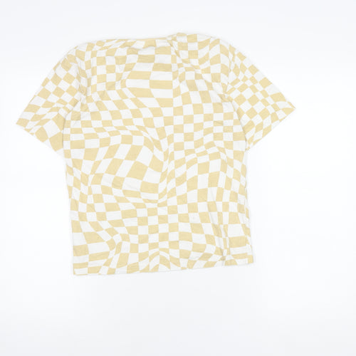 H&M Girls Beige Check T-Shirt 8-9 Years