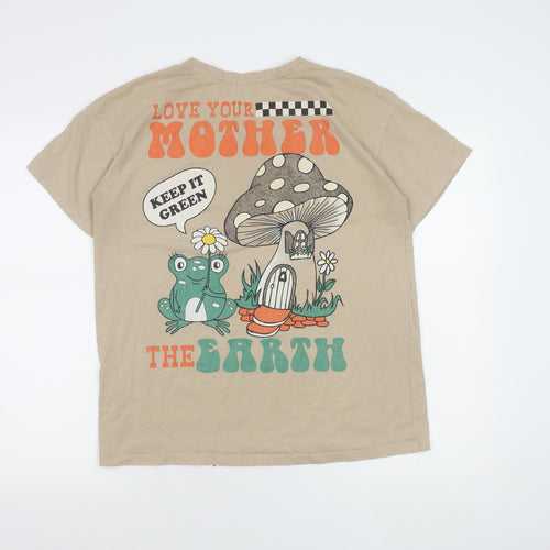 Recycler Threads Men's Beige Graphic T-Shirt L