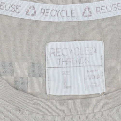 Recycler Threads Men's Beige Graphic T-Shirt L