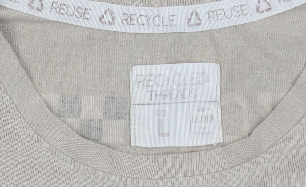 Recycler Threads Men's Beige Graphic T-Shirt L