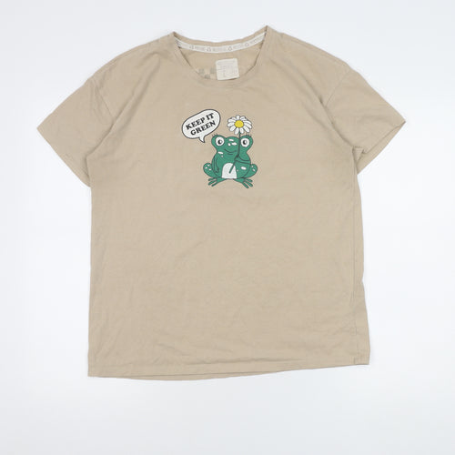 Recycler Threads Men's Beige Graphic T-Shirt L