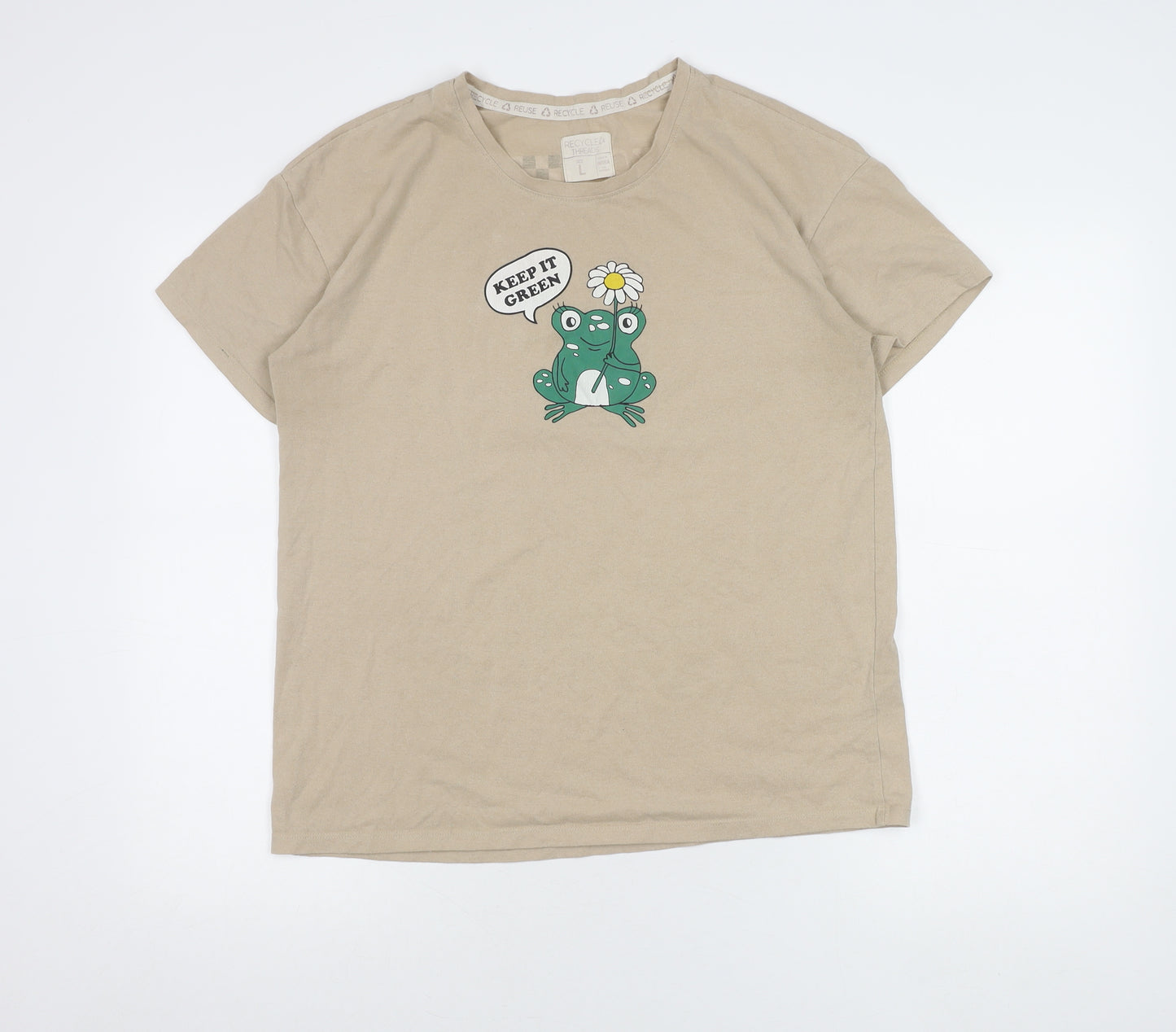 Recycler Threads Men's Beige Graphic T-Shirt L