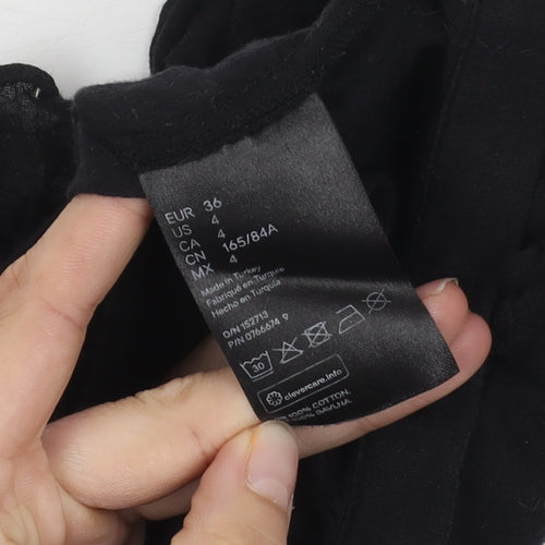 H&M Women's Black Ruffle Cropped Blouse Size 8