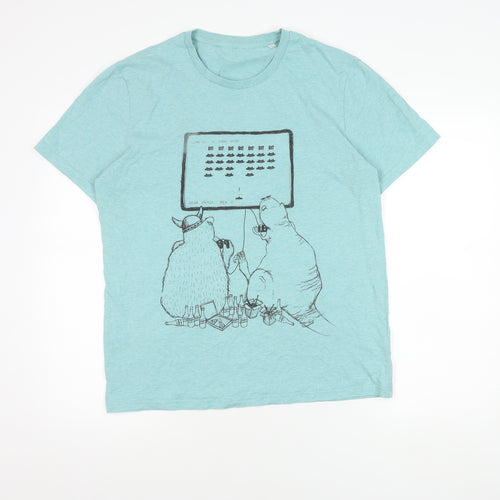 Stanley/Stella Men's Blue Graphic T-Shirt, L