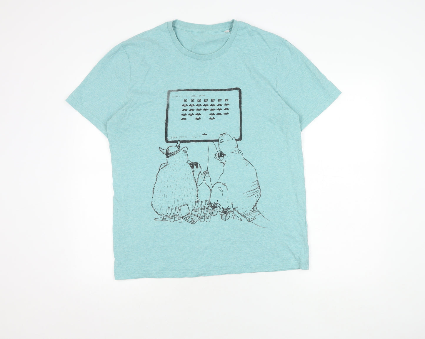 Stanley/Stella Men's Blue Graphic T-Shirt, L