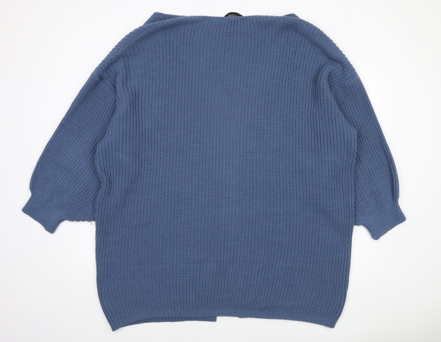 Yours Women's Blue Open Front Cardigan, Plus Size 22-24, Chunky Knit