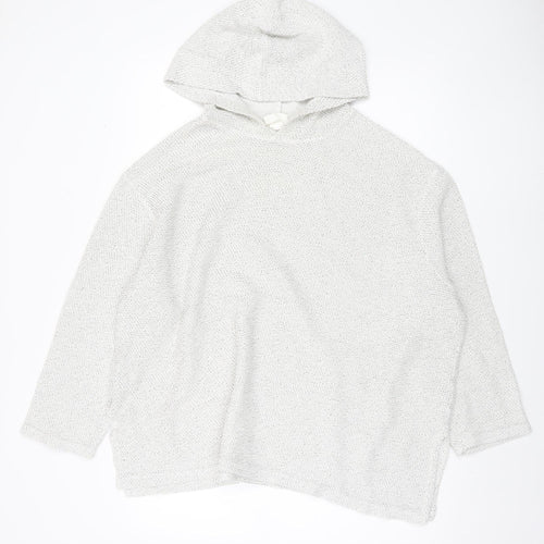 H&M Women's XL White Hooded Jumper, Knit, Casual Style