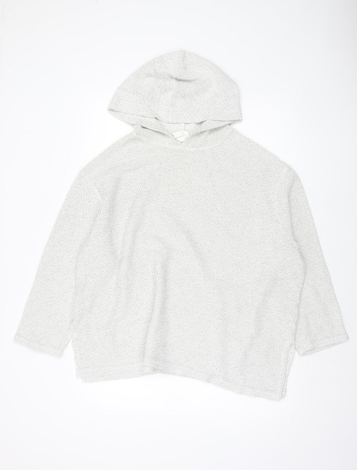 H&M Women's XL White Hooded Jumper, Knit, Casual Style
