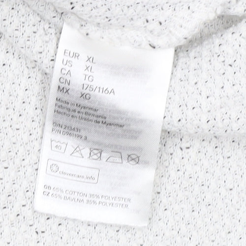 H&M Women's XL White Hooded Jumper, Knit, Casual Style
