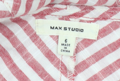 Max Studio Women's Red Striped Dress, Size 6