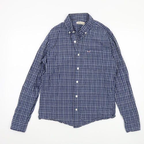 Hollister Men's Blue Small Checkered Button-Up Shirt