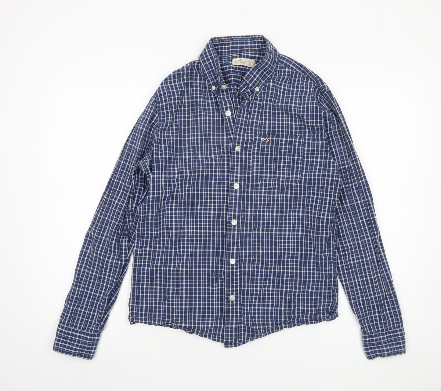 Hollister Men's Blue Small Checkered Button-Up Shirt