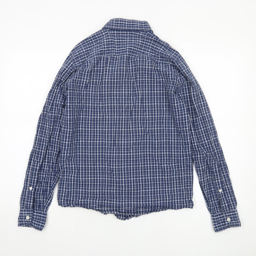 Hollister Men's Blue Small Checkered Button-Up Shirt