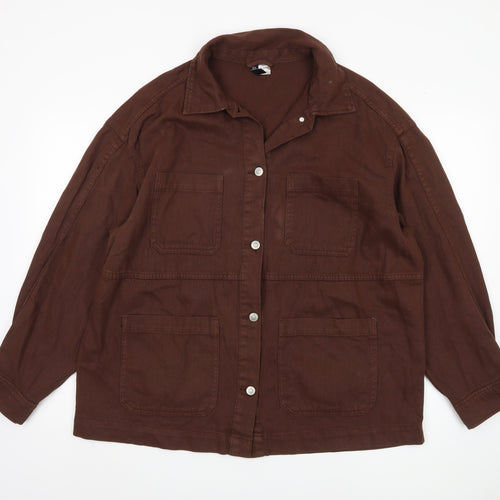 H&M Women's Brown Basic Jacket M Cotton Buttoned