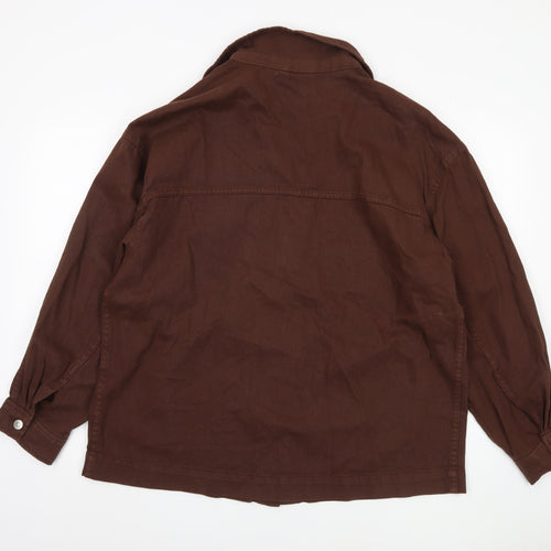 H&M Women's Brown Basic Jacket M Cotton Buttoned