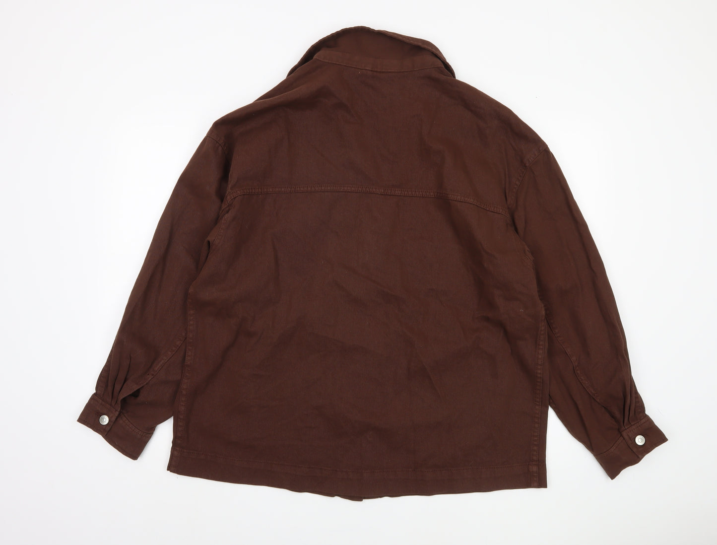 H&M Women's Brown Basic Jacket M Cotton Buttoned