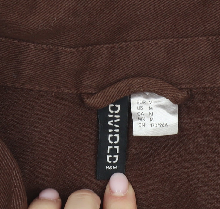 H&M Women's Brown Basic Jacket M Cotton Buttoned