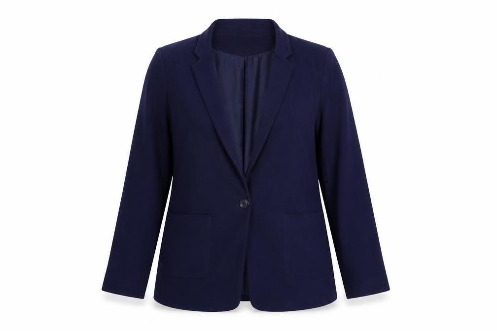 Front view of Oasis Women's Blue Blazer UK 12 Regular Fit Business