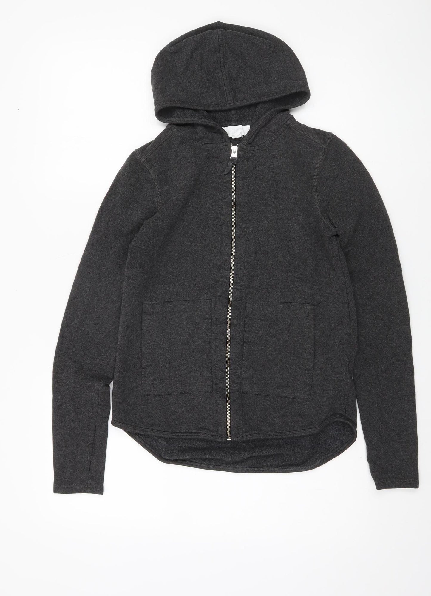 The White Company Women's Grey Full Zip Hoodie, Size 10