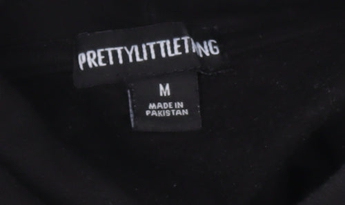 PrettyLittleThing Unisex Black Pullover Hoodie M