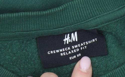 H&M Men's Green Crew Neck Sweatshirt XS Relaxed Fit