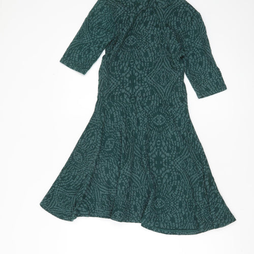 Topshop Green Geometric High Neck Dress - Women UK 8