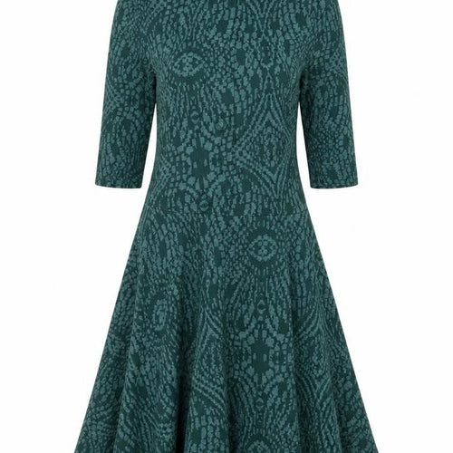 Topshop Green Geometric High Neck Dress - Women UK 8