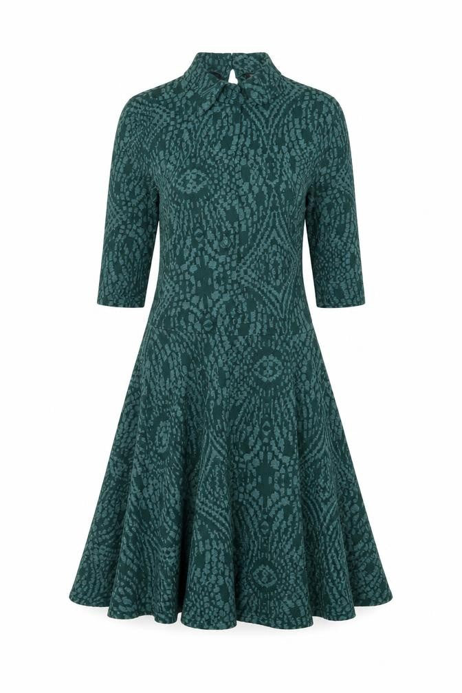 Topshop Green Geometric High Neck Dress - Women UK 8