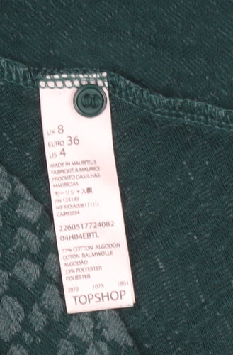 Topshop Green Geometric High Neck Dress - Women UK 8