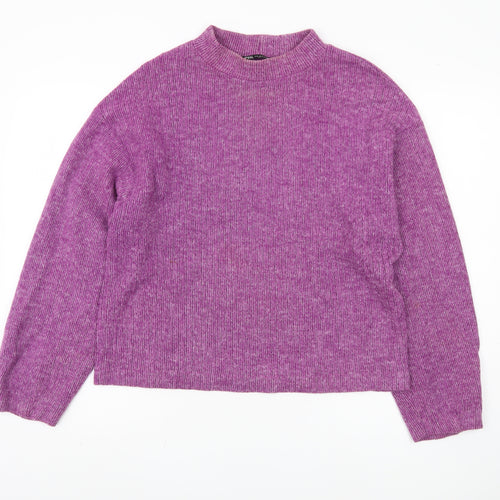 Zara Women's Purple Mock Neck Pullover Jumper Size 12