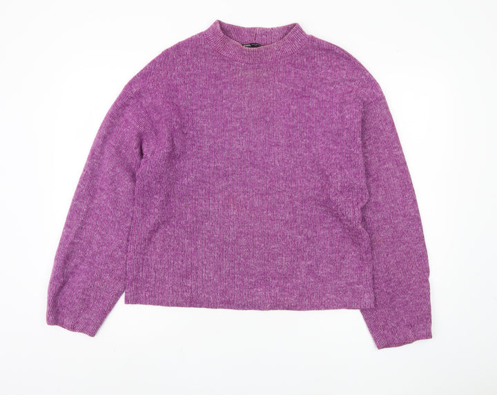 Zara Women's Purple Mock Neck Pullover Jumper Size 12