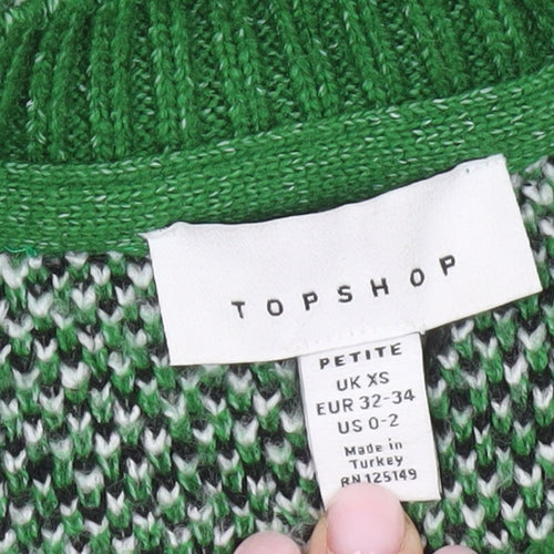 Topshop Women's Green XS Plaid Pullover Jumper