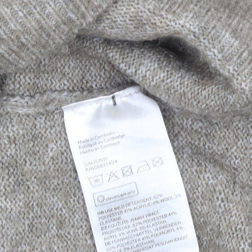 H&M Women's Beige Striped Pullover Jumper, Size 14
