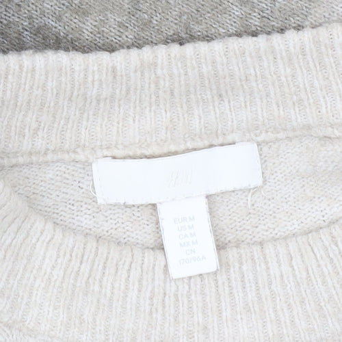 H&M Women's Beige Striped Pullover Jumper, Size 14