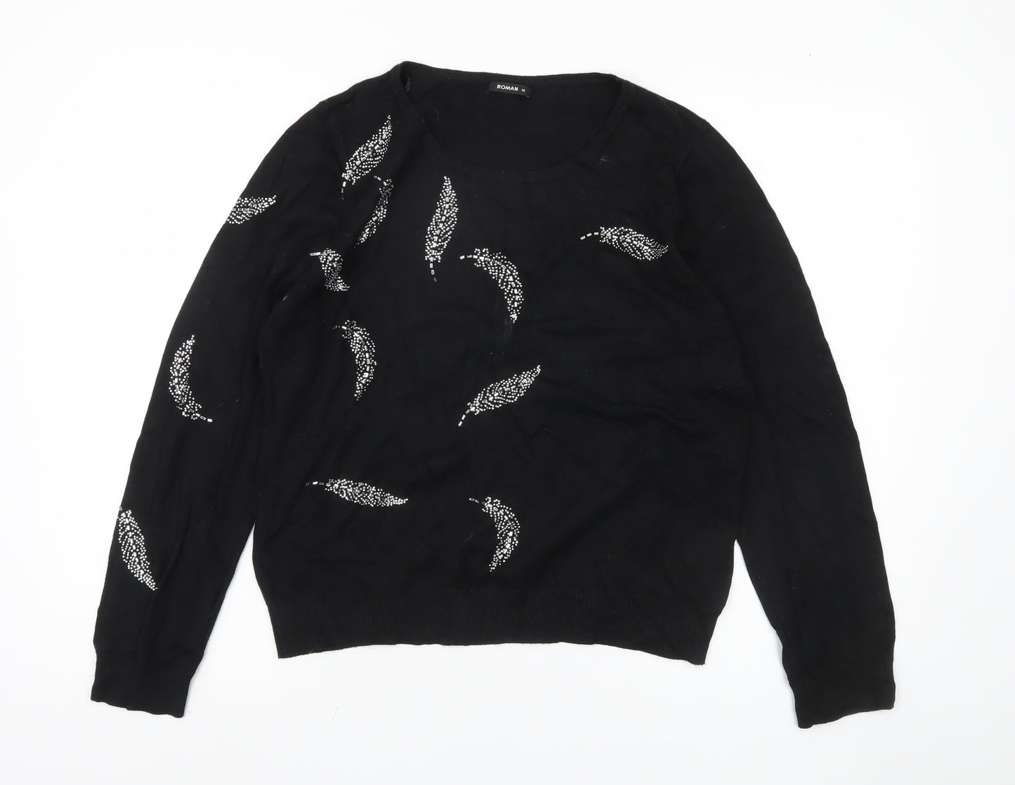 Roman Women's Black Beaded Pullover Jumper